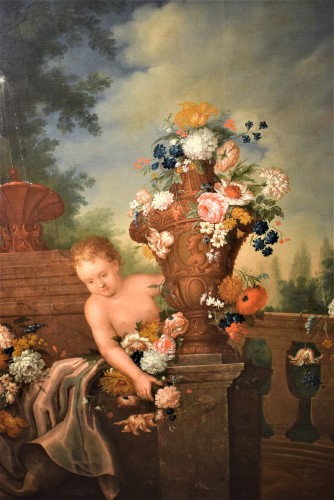 18th century - Still Life of Flowers in a garden - Antonio Rapous (1733-1819)